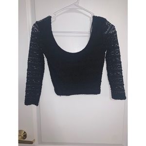 Black lace cropped shirt